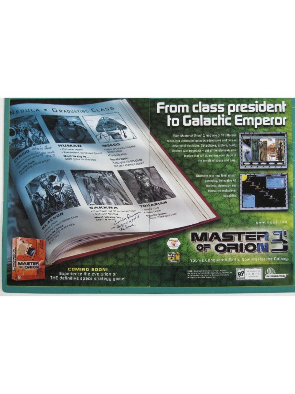 Print Ad Master Orion III Galactic Emperor Strategy Game 2002 Sci-Fi 2 PAGE AD